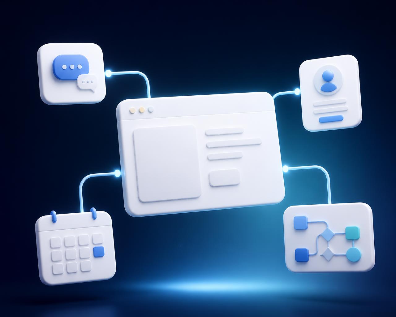 A website connected to AI chat conversations, captured leads, bookings and automated business workflows